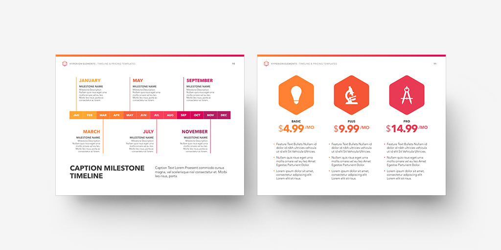 Milestone Timeline and Icon Pricing Table