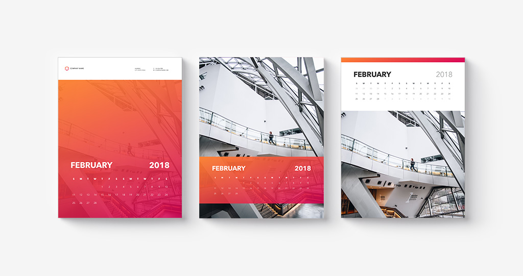Smart Calendar Template - Layered, Banded, and Bleed variants.