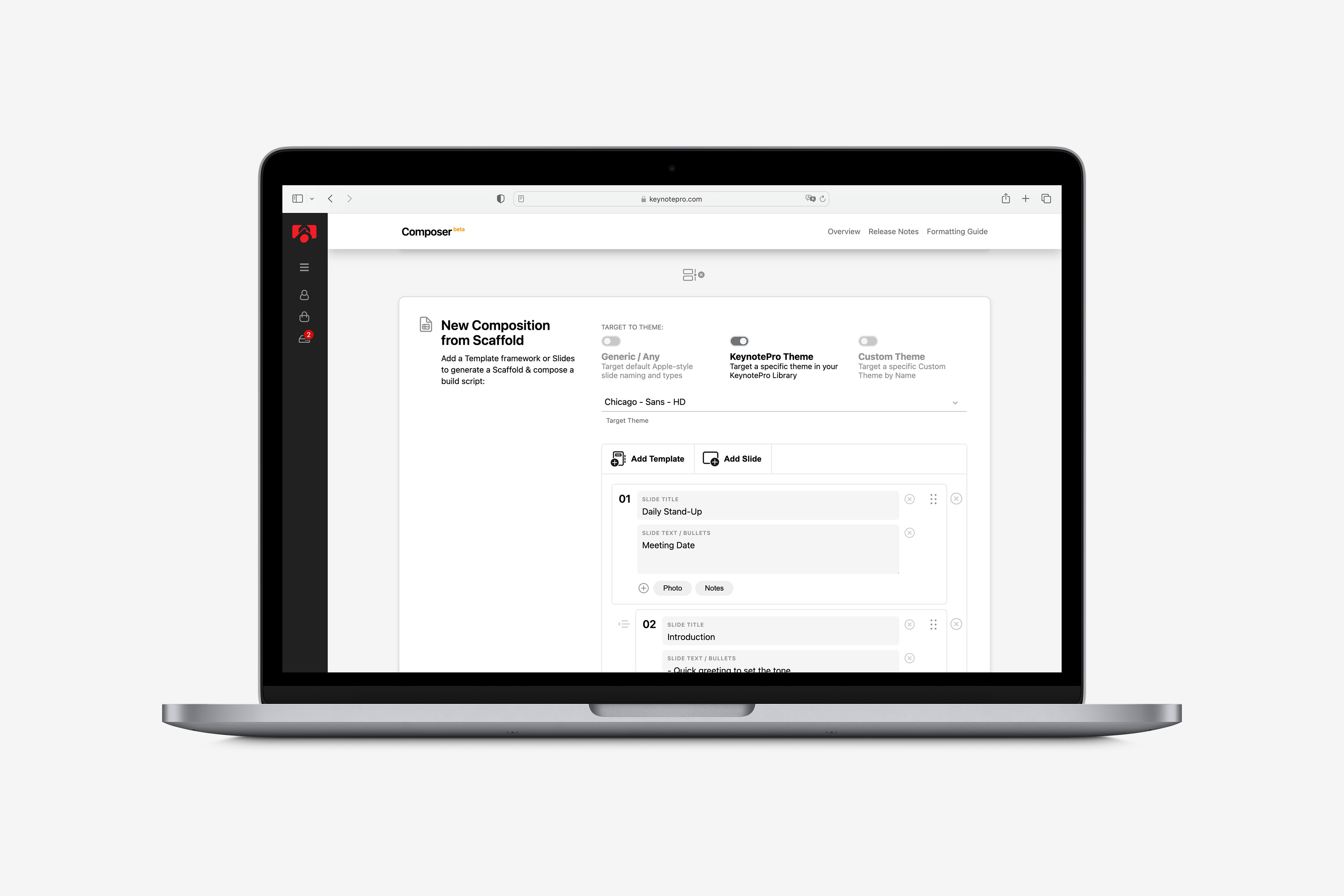 KeynotePro v4: building a presentation Scaffold in Composer
