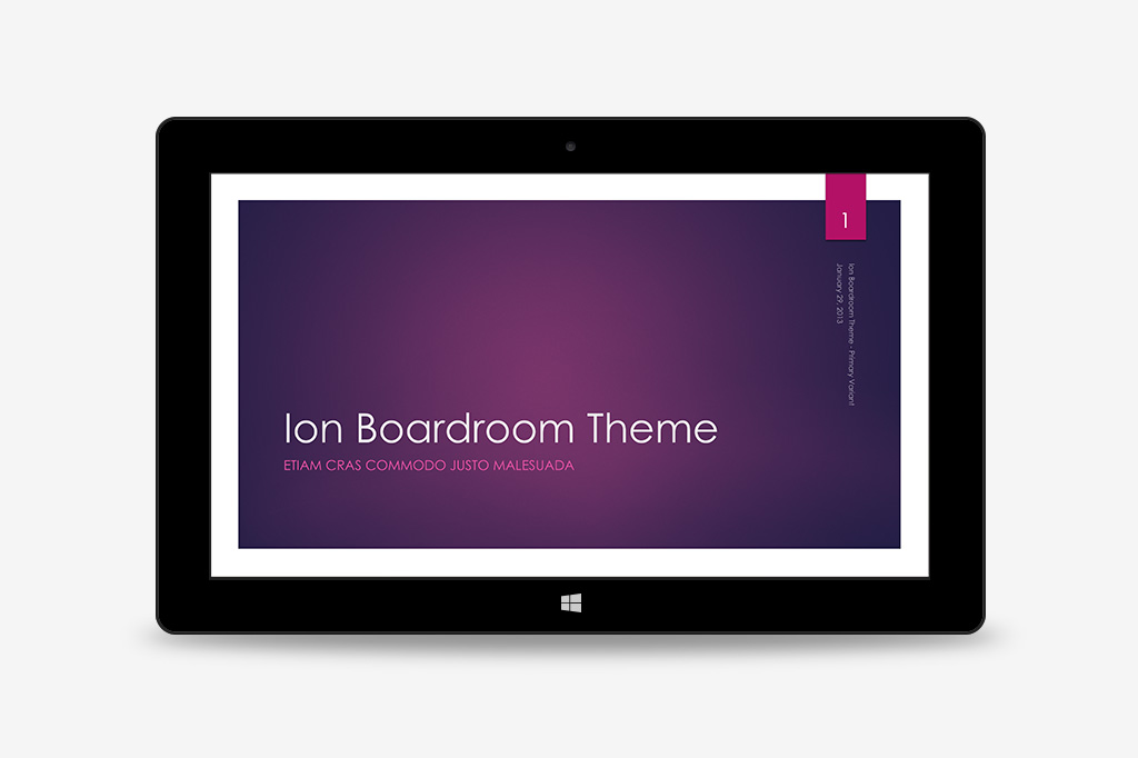 Ion Boardroom Theme - Default Variant, Title slide on a Surface Pro 1