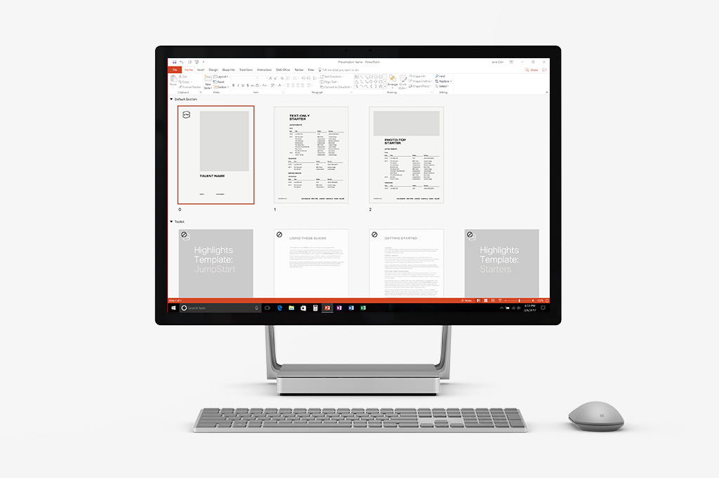 UTA:2 System Highlights Deck Template – PowerPoint on Surface Studio